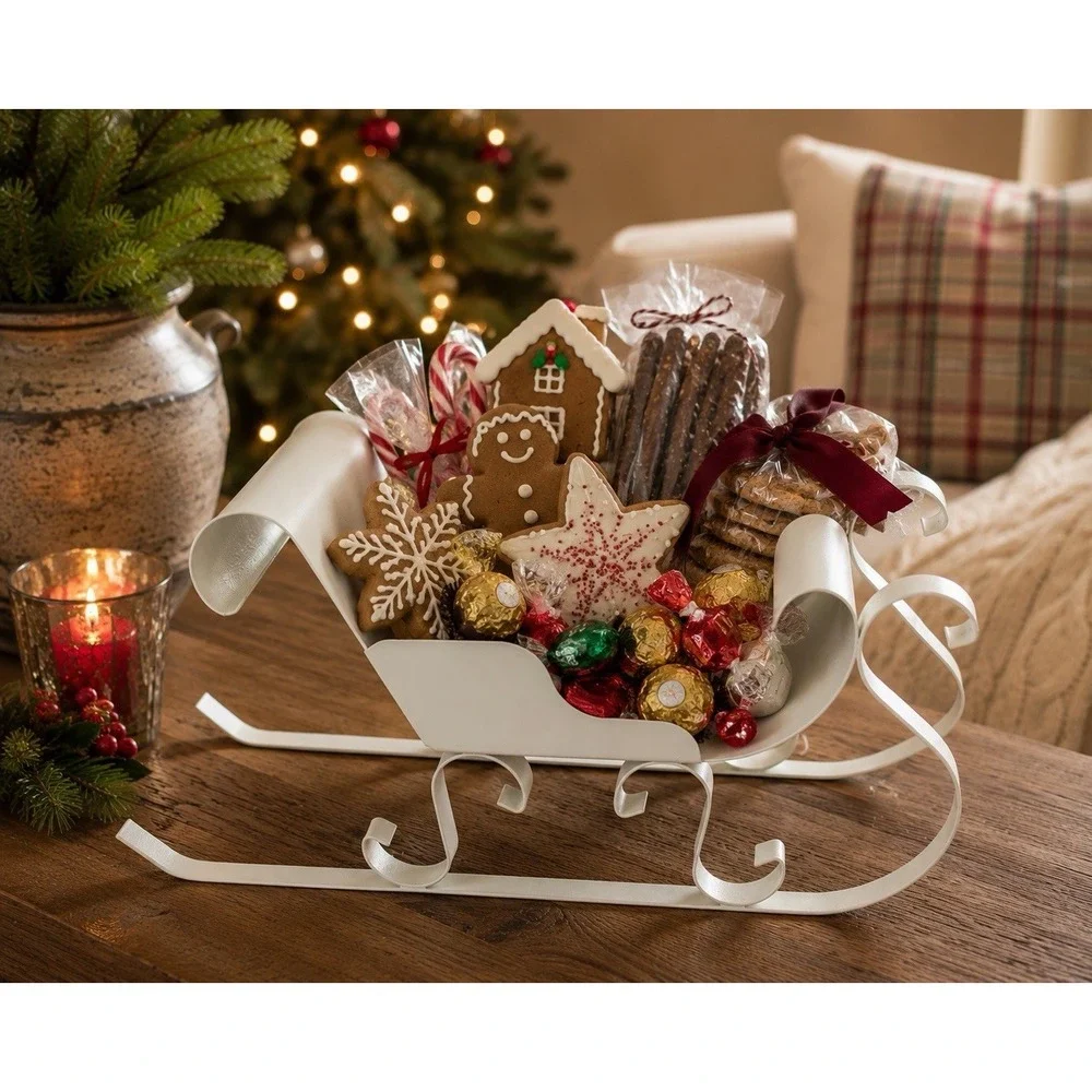 VTG Home Interiors HOMCO #5325 DE Metal Steel Christmas Sleigh White 14